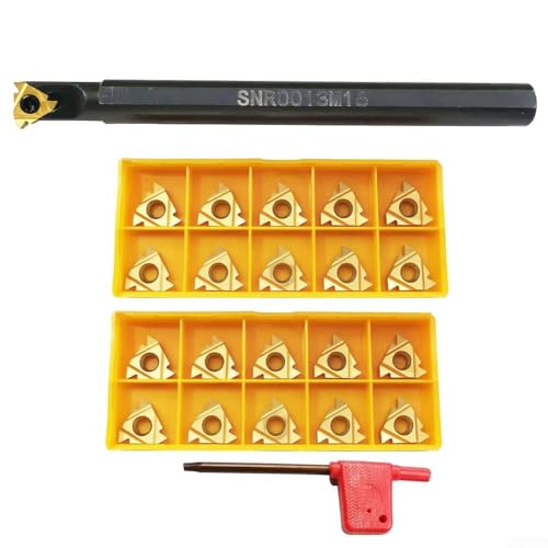 QQXUAN Juego de portaherramientas y plaquitas para torneado, Kit de Barras de mandrilar para portaherramientas de torneado de Torno de Metal indexable, con 1 Llave, para procesar componentes de Acero