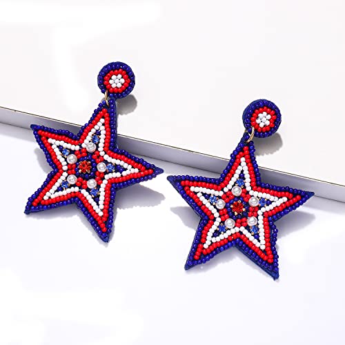 American-Flag-Earrings-4th-of-July-Earrings-for-Women-Beaded-Heart-Star-Flag-Dangle-Drop-Earrings-Handmade-Independence-Day-Patriotic-Earrings-Holiday-Gifts