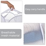Smart Design Deluxe Mesh Pop Up Square Laundry Basket Hamper w/ Side Pockets & Handles - Durable Fabric Collapsible Design - for Clothes & Laundry - Home - (Holds 2 Loads) (17 x 14 Inch) [White] - Image 5