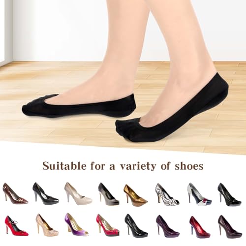 Image of Nylon No Show Socks Womens, 6 Pairs Ultra Low Cut Liners Non Slip Footies for Size 5-7 Hidden Invisible Socks for Flat Loafer