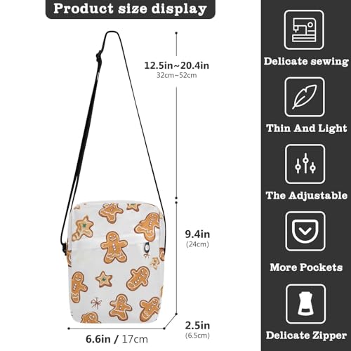 Crossbody Bag Cute Christmas Gingerbread Man Messenger Bag for Women Men Purse Shoulder Bag Satchel Bag with Adjustable Strap 202b66843