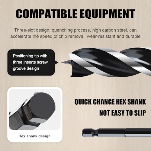 hsawbit Wood Drill Bits, 3pcs x 10mm x 300mm Auger Drill Bit Extra Long Drill Bits Wood Plastic, Drywall Woodworking Hole Drill Bit - Image 4