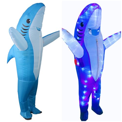 Disfraz inflable de tiburón con luces LED para adultos y niños miniatura 6