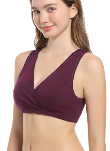 Image of CAKYE 3 Pack Maternity Nursing Sleep Bra Breastfeeding Cotton Bralette