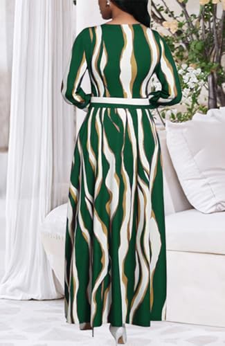Image of BubFee Long Dress for Women Casual Long Sleeve Dresses Maxi Dress Empire Waist Loose with Belt