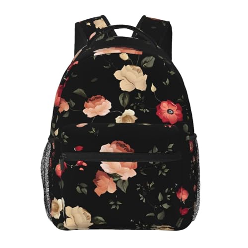 POEZJZW Rucksack mit Blumenmuster, lässiger Schulrucksack, Schulranzen, Damen, Tages- und Sporttasche, Reisetasche, Laptoptasche, blumen, Einheitsgröße
