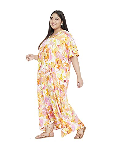 Image of Oussum Women Plus Size Kaftan Kimono Loose Maxi summer dresses for women Beach 3 /4 Sleeve Casual lounge dress Boho