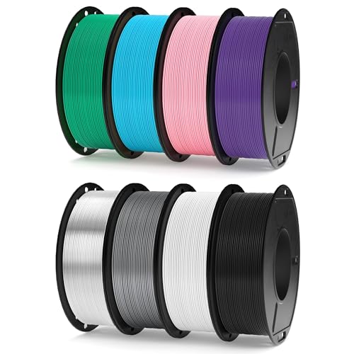 Image of ELEGOO 250g PLA 3D Printer Filament Bundle 1.75mm, 8 Colors Dimensional Accuracy + /- 0.02mm, 8 Pack 250g Spool, Black /White /Space Gray /Translucent /Sky Blue /Sea Green /Pink /Purple