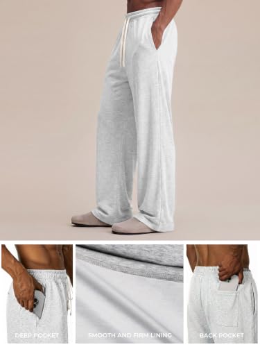 Image of Mens Baggy Sweatpants Wide Leg Loose Open Bottom Uncuffed Gym Casual Lightweight Y2K Pants Relaxed Pocket No Wrinkle | Black Grey Open Bottom Casual Relaxed Drawstring Lightweight Lounge No Wrinkle