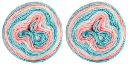 Lerchiyar Gradient Cake Yarn Multicolor Fairyland Rainbow Yarn, 2-Pack 60% Cotton 30% Acrylic 10% Wool,Multicolor Crochet Knitting Yarns (56)