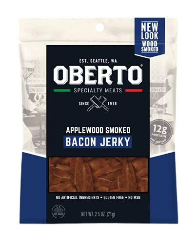 Oberto Specialty Meats Applewood Smoked Bacon Jerky, 2.5 Ounce (Pack of 8)