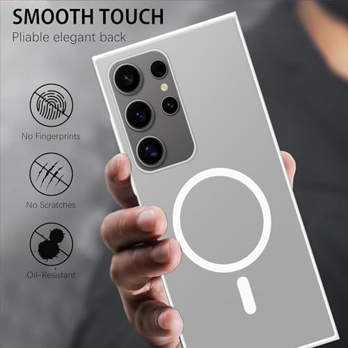 Image of amazon basics Luxury Paper Thin Case Cover for Samsung Galaxy S24 Ultra 5G 5G | Matte Finish | Compatible with magsafe | (White, Samsung Galaxy S24 Ultra 5G 5G)