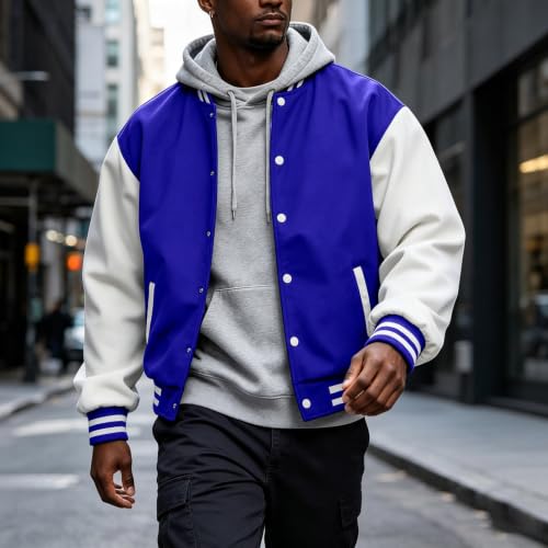 Men's Varsity Jacket Baseball Streetwear Fleece Oversized Cardigan - image 2