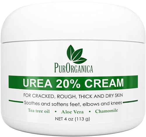 PurOrganica Urea 20% Healing Cream 4 oz - Best Callus Remover - Moisturizes and Rehydrates Hands, Feet and Knees to a Healthy Appearance - Soothes and Softens Thick, Cracked, Rough Dead and Dry Skin