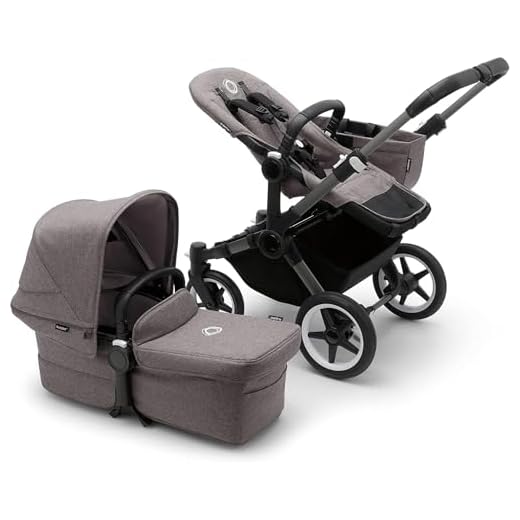 Bugaboo Donkey 5 Mono, Convertible En Carrito Doble De Lado a Lado, Diseño Mejorado, Silla Reversible, Dirección a Una Mano y Cesta Lateral, Grey Melange