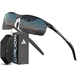 SIPLION Men's Driving Polarized Sport Sunglasses Al-Mg Metal Frame Ultra Light 8177 Black