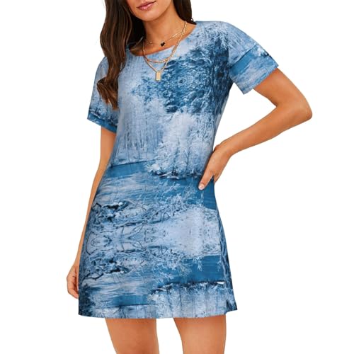 Chemise de nuit paysage de neige pour femme pyjama ample S-XXL