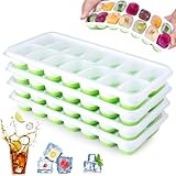 RONSXY 4 Piezas Moldes de Cubitos de Hielo de Silicona, Bandejas Reutilizables de Silicona para 56 Cubitos de Hielo,Bandeja...