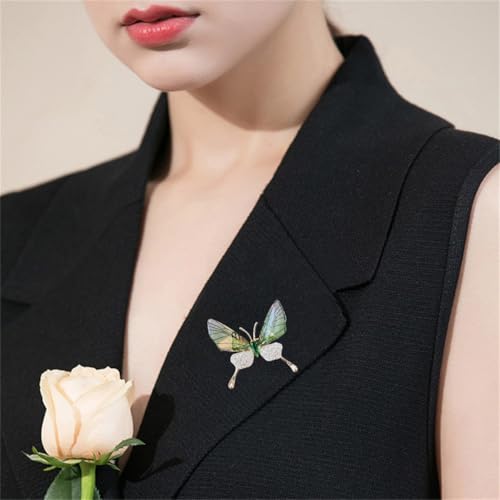 Image of Green Purple Butterfly Rhinestone Brooch Pin for Women Girls Men Clear Crystal Fashion Cartoon Animal Lapel Pins Dress Accessories Unisex Delicacy Birthday Christmas Party Jewelry