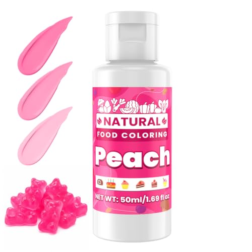 Image of Peach Natural Food Coloring - 50ml Plant Based Food Dye, No FD&C & Artificial Dyes, Gluten-Free, Food-Grade, Vibrant Liquid Colors for Icing, Baking, Cake Decorating, Frosting, Fondant, Slime - 1.69 Fl.Oz Bottles