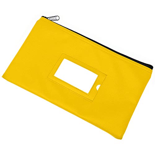 Money Bank Deposit Bag with Zipper | 11x6 inch | Yellow | Durable Leatherette Money Cash Coin Check Wallet Pouch for Men & Women with Framed ID Window and Blank Card | by GIDABRAND (1) - Thumbnail 6