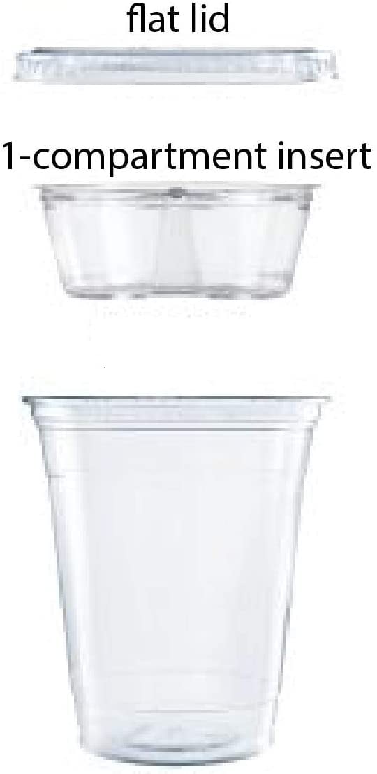 Yasirona Shop-Tek 16-Oz (20 Counts) Clear Plastic Cup with with Parfait Insert & Flat Lid - Sold by Ucostore Only