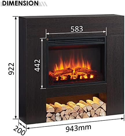 FLAMME 37" Beadell Electric Fireplace Suite Espresso Oak Colour Includes 2000w Heater with Glass Fronted Flame Effect, Remote Control