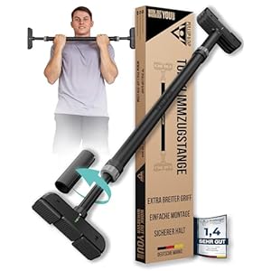 PULLUP & DIP Optrekstang voor deurkozijnen om op te hangen zonder schroeven en zonder verschuiven, professionele deurstang, optrekstang met gevoerde handgrepen