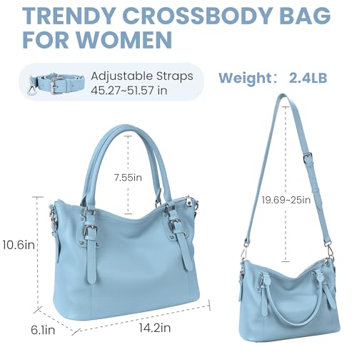 Image of HESHE Leather Purses and Handbag for Women Shoulder Bag Tote Top Handle Bag | Genuine Designer Large Capcity Hobo Crossbody Satchel Travel Work Ladies Zippered Ladies Daily Bag Adjustable Long Strap