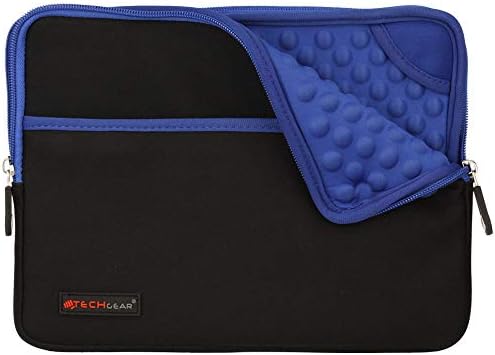 TECHGEAR Slim Neoprene Zipped Protective Sleeve Case Cover with Anti-Shock Bubble Interior fits iPad Pro 12.9, Samsung Pro 12.2, Book 12", Surface Pro X/6/5/4/3/2, MacBook 12, 11.6" Laptops - Black