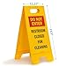SmartSign 25 x 12 inch “Do Not Enter - Restroom Closed For Cleaning” Two-Sided Folding Floor Sign, Plastic, Red, Black and Yellow