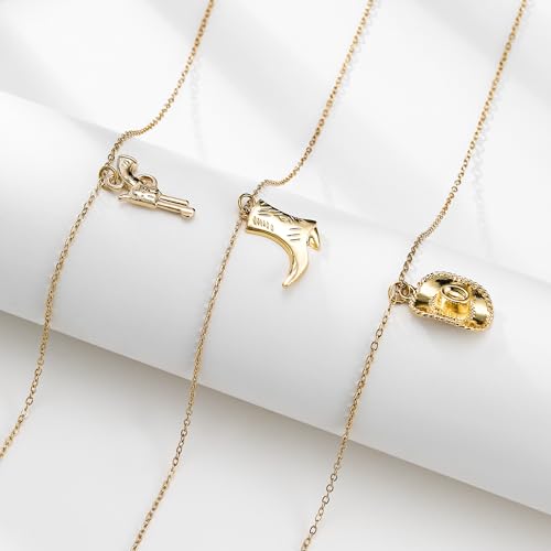 HANRESHE Cowboy Hat Boot Pendant Necklace for Women Dainty Western Cowgirl Hat Boot Charms Chain Necklace Cowboy Accessories Jewelry Gift3