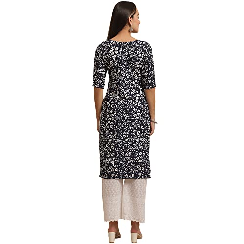 Image of Pinkmint Women's Crepe Floral Regular Kurta
