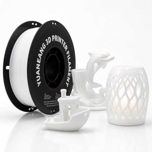 YUANEANG PETG 3D Printer Filament 1.75mm White, 1kg Spool, Strong & Durable PETG Material, Heat-Resistant, Low Warping, 