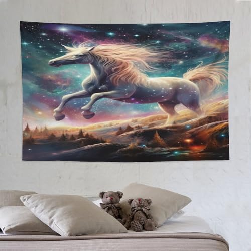 Tapisserie murale suspendue cheval PAZZK pour déco chambre et salon 150x230