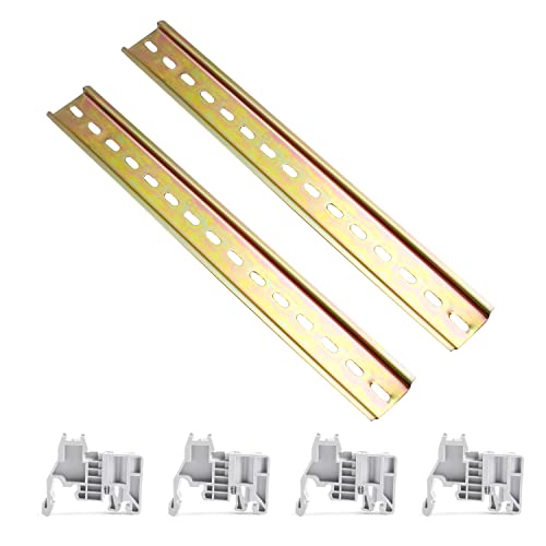 SRJQXH 2 pièces Rail DIN Métal Fendue, Rail DIN fendu de 30cm de Largeur, Rail de Montage en Acier, Difficile à Plier ou à Déformer, avec 4 pièces Fixations de Bornier, Kit de Borniers de Rail Cover