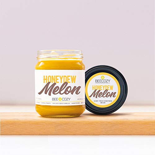 Bougie cire d'abeille Melon Miel BeeCozy en verre taille M