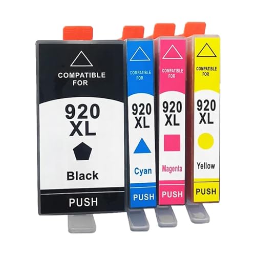 Cartucho de Tinta 920XL, Compatible con Impresora HP 920 XL Officejet 6000 6500 Wireless 6500A 7000 7500 7500A(1SET(4PC))