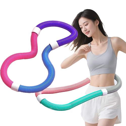 【2025新登場】フラフープ ダイエット ウェイト付き ベリー フィットネス PVCソフトスプリングフープ 折りたたみ式 ポータブル 静音設計室内 ベリー 有酸素運動 脂肪燃焼 筋トレ フィットネス 公園用 男女兼用 (1.5kg ピンク パープル ブルー