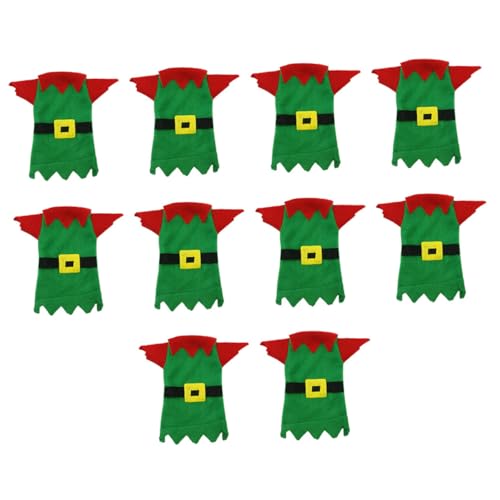 NUOBESTY Set da 10 Copriposate Natalizi Non Tessuto Verde Borsa per Stoviglie Tasca per Coltelli e Forchette Decorazioni Festa di Natale Portatili e Leggere