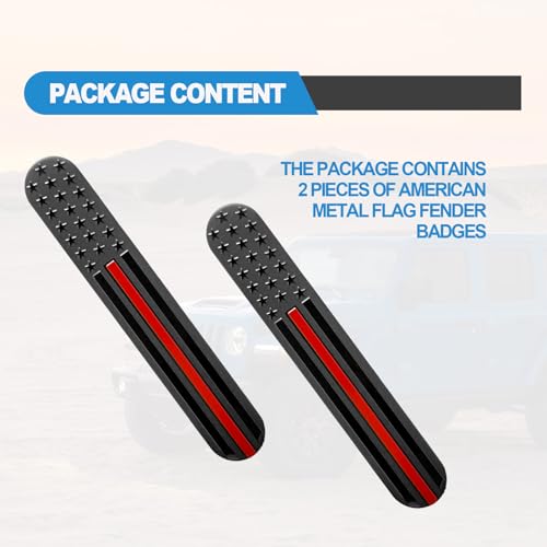 Image of 2 Pcs USA American Metal Flag Auto Fender Emblem 3D US Car Decals USA Black Metal Patriotic Badges for Auto SUV Truck Motorcycle Bumper Window Fender Accessories(Red)