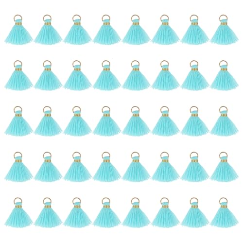 Borlas de manualidades de algodón turquesa con flecos y colgantes para decoración 2
