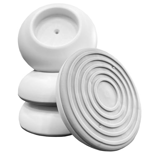 BOMI Elefantenfüße 4er Set rund, Weiß I Wandschutzpads für Treppenschutzgitter ohne Bohren & Türschutzgitter I Antirutsch-Funktion I Wandpads zum Klemmen I Hochwertiges Zubehör für Kinderschutzgitter