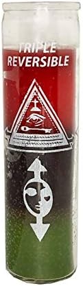 E Vigilia Triple Action Reversible 7 Day Candle to Reverse Spells Red, Black and Green