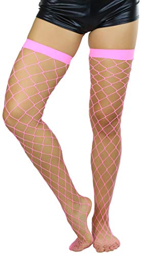 Image of ToBeInStyle Women's Vibrant Large Net Fishnet Thigh High Elastic Nylon Novelty Stockings