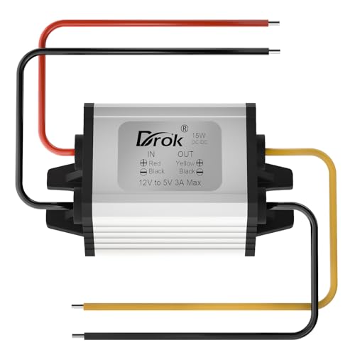 Image of DROK 12v to 5v Step Down Converter Pack of 2 - Waterproof DC to DC Buck Converter 8-35v to 5v 3A 15W Voltage Regulator for Camera Car RV DIY Project