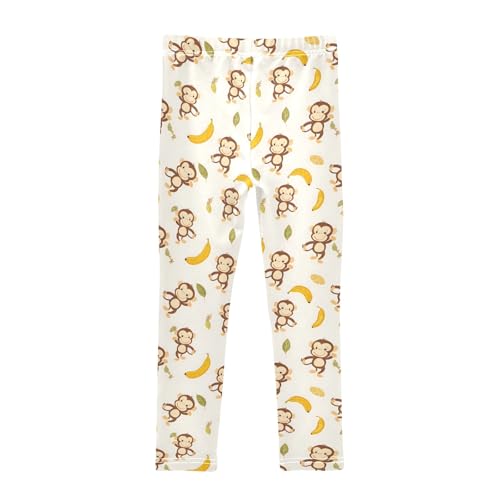 Monkeys Bananas Pattern Girls Leggings Kids Yoga Pants Athletic Tights Pants 4-10 Years2