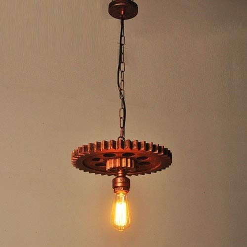 Lustre industriel vintage en bois noble avec hauteur réglable E27 - 6