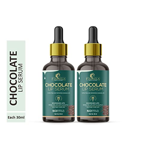 Image of Feminela Dry Lip Serum Oil Chocolate Flavour Lip Shine, Glossy Soft With Moisturizer (Pack Of 2 Bottle 60 ml)