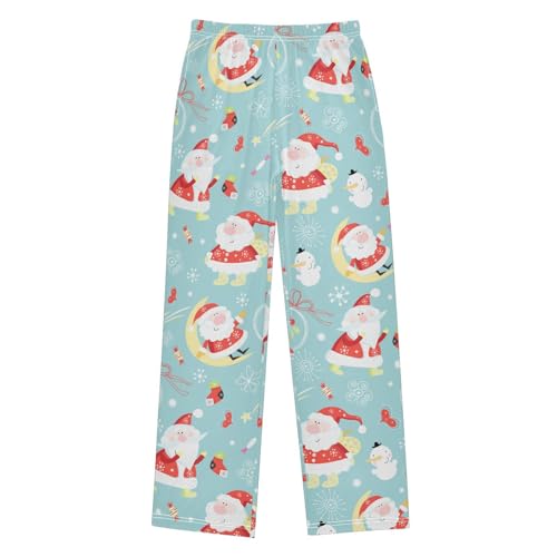 Santa Claus Love Heart Boys Long Pants Soft Trousers Elastic Waist Kids Lounge Bottoms with Pockets S-XL